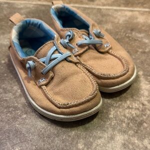 Target Tan Moccasins with Blue Laces